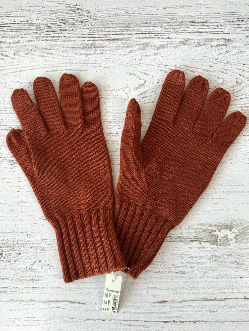 NWT MADEWELL 100% Wool Knit Texting Gloves in Faded Rust